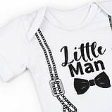 Боді для хлопчика зі принтом підтяжки Little Man, фото 2
