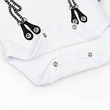 Боді для хлопчика зі принтом підтяжки Little Man, фото 3