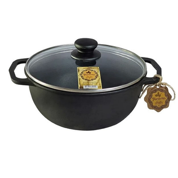 Каструля чавунна лита 4л скляна кришка V4С3 Майстерня