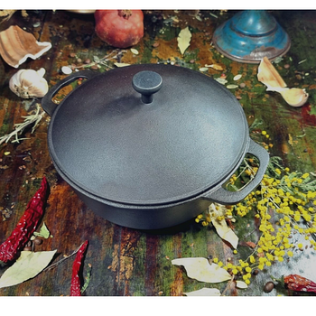 Каструля чавунна лита 2л з кришкою Т401С1Ук Майстерня