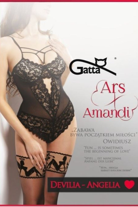 Панчохи жіночі Чулки женские GATTA DEVILIA -ANGELIA  Z KORONKĄ FLOCKOWANĄ 20 DEN, фото 1