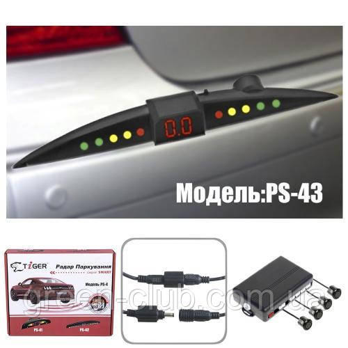 Парктроник TIGER PS-43/LED/4 датчика D=18mm/коннектор/black/black (PS-43), фото 1