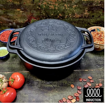 Каструля чавунна лита 4л з кришкою-сковородою V4CPУк S&T