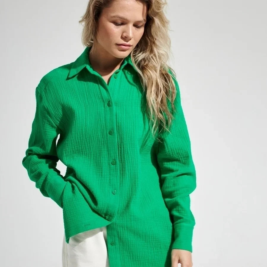 Жіноча оверсайз сорочка з мусліну, фото 1