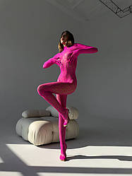 Рожевий бодістокінг з в сіточку з вишивкою