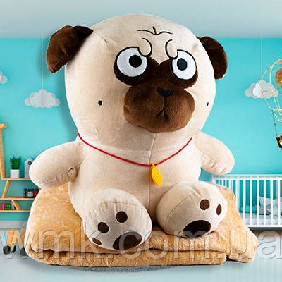 Іграшка-плед подушка Мопс 6260, фото 1