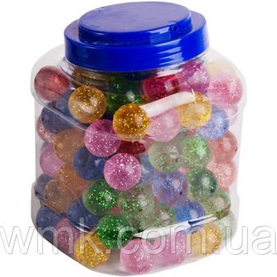 Стрибунець d=25мм кольорові блискітки банка 140шт  184  Ціна за шт