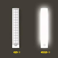 Світлодіодний безпроводовий світильник з датчиком руху USB 30 см на 21 лед лампу, фото 5