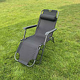 Садовий шезлонг з матрасом RahheGarden Linosa шезлонг Чорний + Коричневий матрас, фото 4