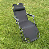 Садовий шезлонг з матрасом RahheGarden Linosa шезлонг Чорний + Коричневий матрас, фото 7