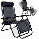 Садовий шезлонг з матрасом + поличка RahheGarden Premium шезлонг Чорний + Коричневий матрас, фото 8