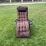 Садовий шезлонг з матрасом + поличка RahheGarden Premium шезлонг Чорний + Коричневий матрас, фото 4