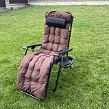 Садовий шезлонг з матрасом + поличка RahheGarden Premium шезлонг Чорний + Коричневий матрас, фото 5