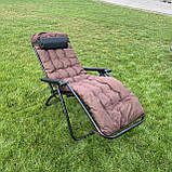 Садовий шезлонг з матрасом + поличка RahheGarden Premium шезлонг Чорний + Коричневий матрас, фото 7