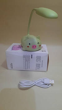 Настільний дитячий USB світильник хрюша CD-3347 салатовий