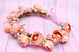 Вінок для волосся / віночок на голову пишний з квітами персиково-рожевий 765, фото 2