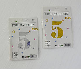Фольгована повітряна кулька Цифра №5 40 см золото/срібло 110743 Pelikan