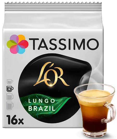 УЦІНКА! ДЕФОРМАЦІЯ УПАКОВКИ! Tassimo Lor Lungo Brazil (16 капсул = 16 порций)