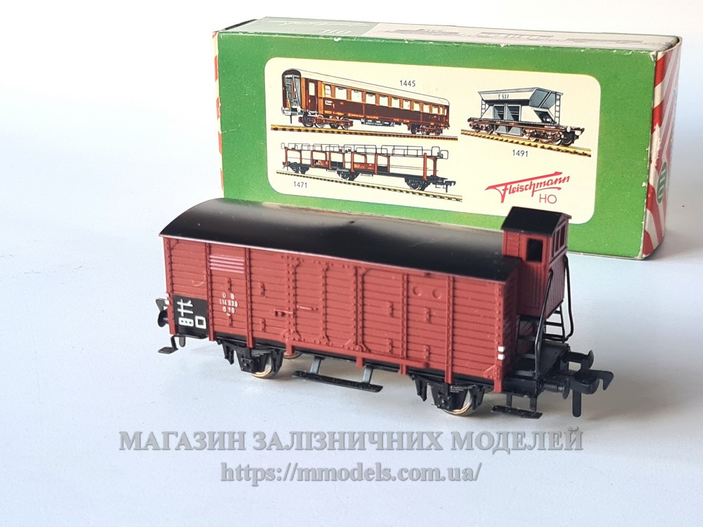 Модель 2-осного критого вагона з гальмівним будком, масштабу Н0 1:87 FLEISCHMANN 1484