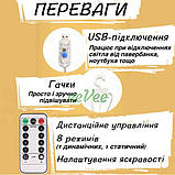 Гірлянда-штора USB 3х3 м 300 LED 8 режимів з пультом світлодіодна на вікно Теплий Білий (60636), фото 4