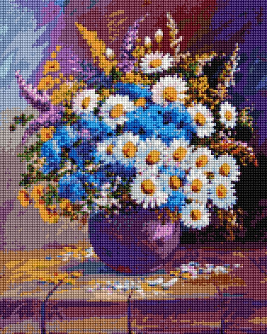 Алмазна мозаїка вишивка 40х50 см Волошковий букет Brushme DBS1009, фото 1