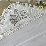Крижма "Королівська В" Велюр жаккард, кулір 75*100 см Betis Білий, фото 2