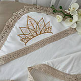 Крижма "Королівська В" Велюр жаккард, кулір 75*80 см Betis Молочний, фото 2