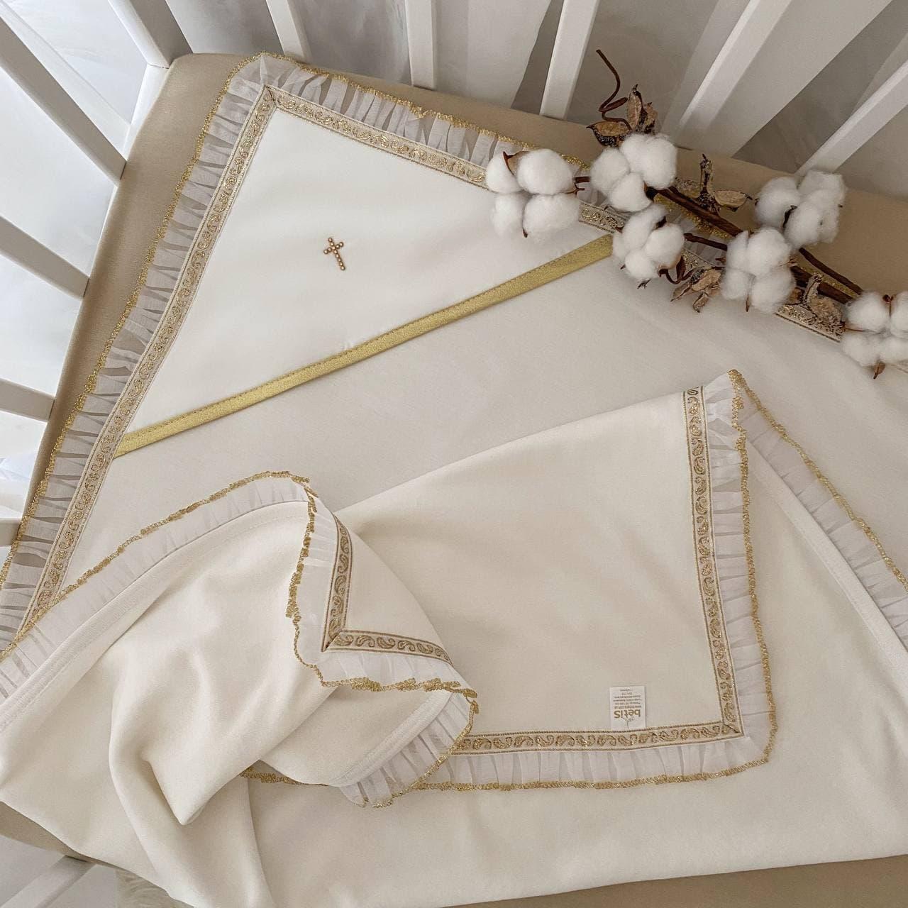 Крижма "Діамант-2" велюр, кулір 75*100 см Betis Молочний, фото 1