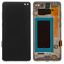 Дисплей Samsung G975 Galaxy S10 Plus із сенсором і рамкою, білий, Orig (переклеєне скло) | модуль