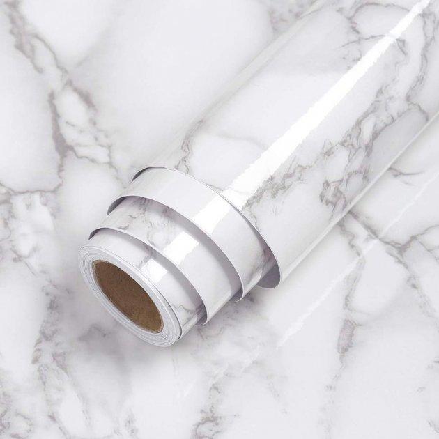 Самоклеюча плівка білий мармур 5 м х 0,6 м для захисту та оновлення поверхонь