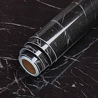 Самоклеюча плівка під мармур для кухні 3мх60см чорний (FG22)