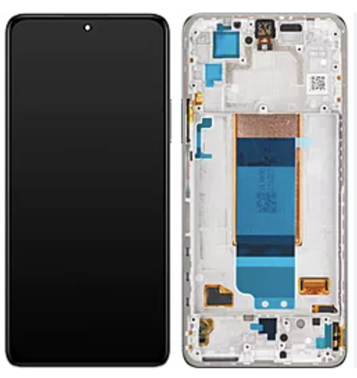 Дисплей (екран) для Xiaomi Poco F4, чорний, OLED, з передньою панеллю сріблястого кольору, Moonlight Silver