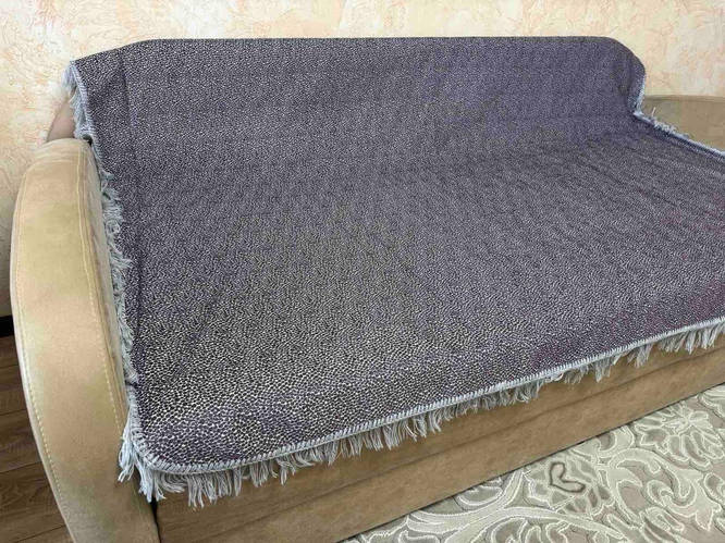Универсальное покрывало на диван велюровое с бахромой Красивое ...