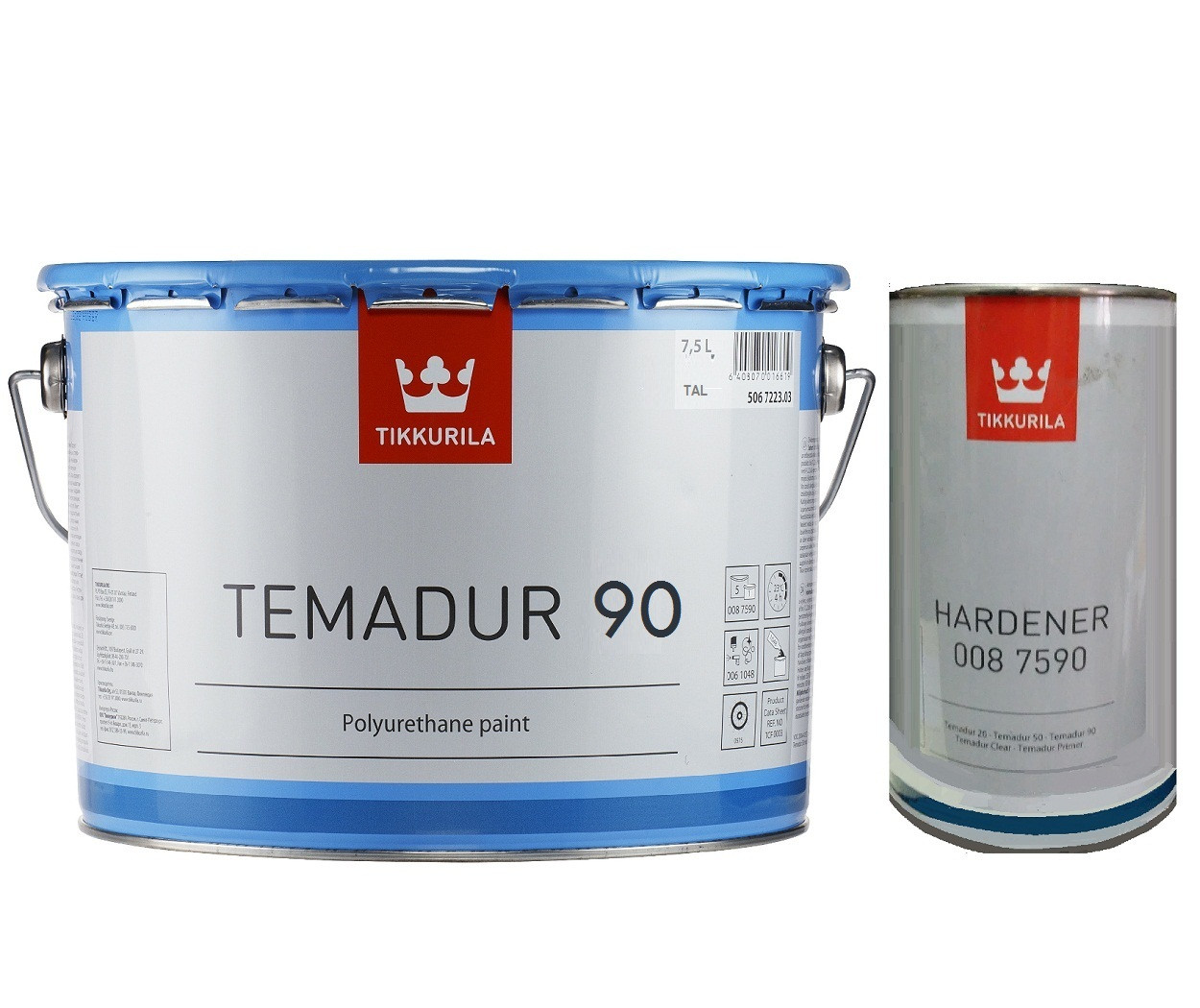 Эмаль полиуретановая TIKKURILA TEMADUR 90 износостойкая, TAL-белый, 7.5+1.5л - фото 1 - id-p101005522