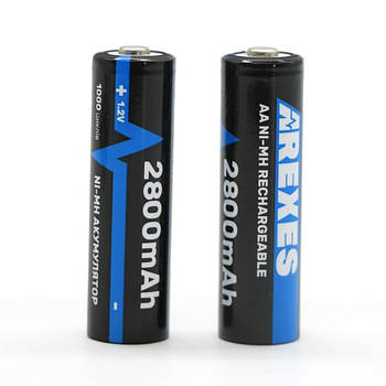 Набір 2шт Акумулятор пальчиковий АА, 2800mAh, 1,2v Arexes / Акумуляторна батарейка / Багаторазова батарейка