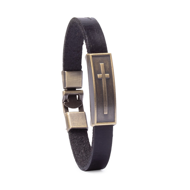 Браслет з хрестиком шкіряний чорний арт.00166 Браслет з хрестиком шкіряний чорний арт.00166