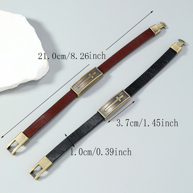 Браслет з хрестиком шкіряний чорний арт.00166 Браслет з хрестиком шкіряний чорний арт.00166