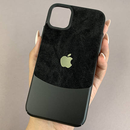 Чохол для Apple iPhone 11 джинсовий чохол з металевою рамкою на телефон айфон 11 чорний o6u, фото 1