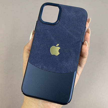 Чохол для Apple iPhone 11 джинсовий чохол з металевою рамкою на телефон айфон 11 темно-синій o6u, фото 1