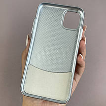 Чохол для Apple iPhone 11 джинсовий чохол з металевою рамкою на телефон айфон 11 білий o6u, фото 2
