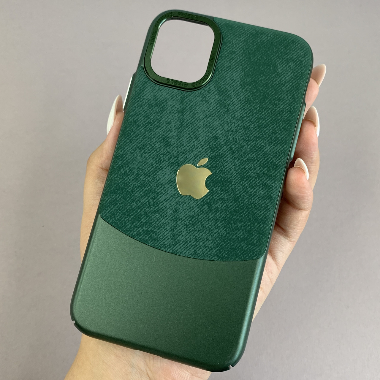 Чохол для Apple iPhone 11 джинсовий чохол з металевою рамкою на телефон айфон 11 темно-зелений o6u