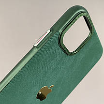 Чохол для Apple iPhone 11 джинсовий чохол з металевою рамкою на телефон айфон 11 темно-зелений o6u, фото 3