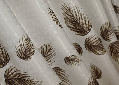 Шторна тканина з принтом. Колір бежевий з коричневим. Код 1432ш