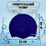 Шапочка для плавання для басейну купання з вушками жіноча силіконова Hechpro чоловіча Темно-синя (HP268), фото 5