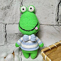 М'яка іграшка в'язана ручної роботи амігурумі Жабеня Ква Handmade 15 см Зелена 202-3