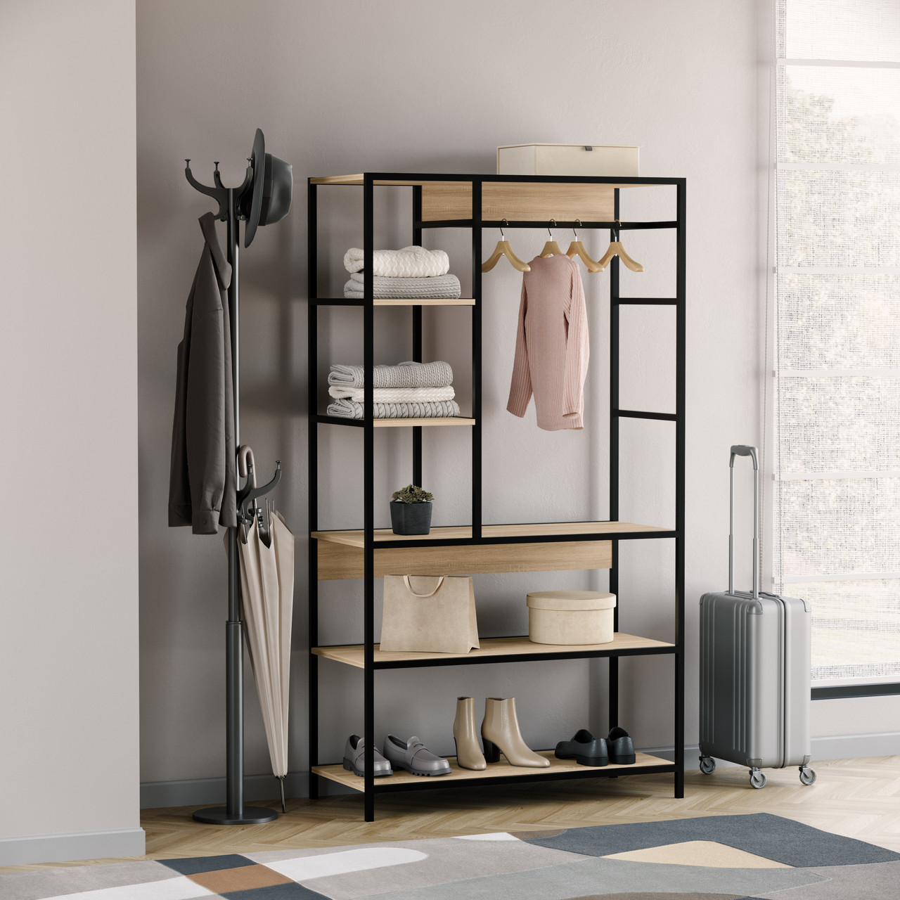 Передпокій для дому в стилі лофт, стелаж лофт, передпокій лофт N-25, фото 1