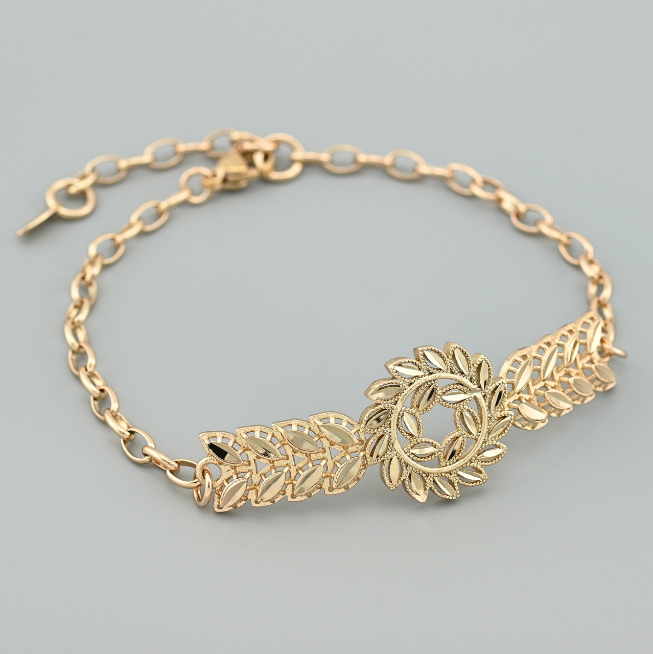 Браслет Танго листя 45905 ширина 17 мм позолота 18К довжина 18+3, фото 1