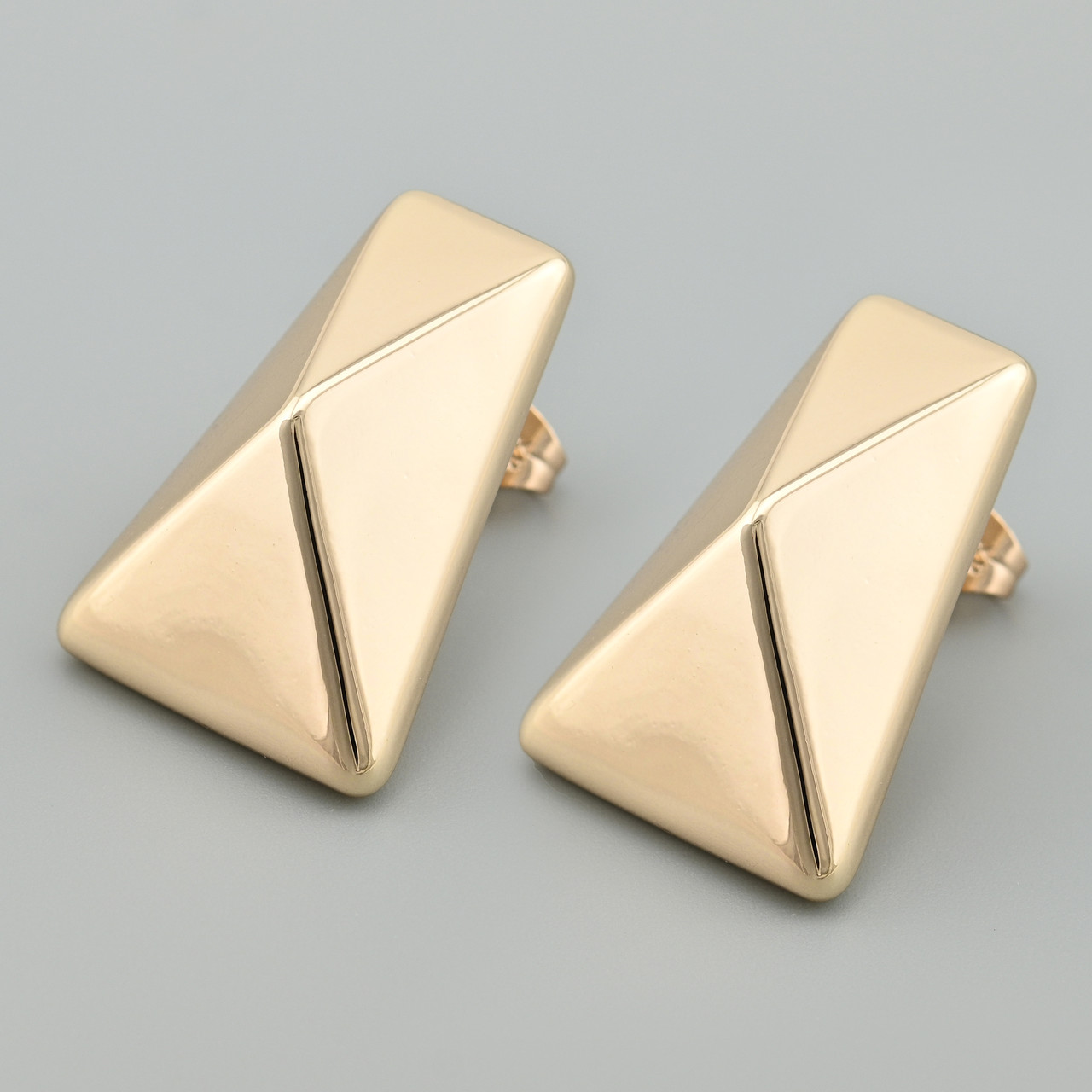 Сережки гвоздики Трапеція 45985 розмір 29х20 мм вага 7.7 г позолота 18К, фото 1