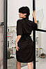 Чорний жіночий шовковий халат із заходом із шовку армані стильний красивий халатик для ранку нареченої, фото 4