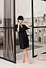 Чорний жіночий шовковий халат із заходом із шовку армані стильний красивий халатик для ранку нареченої, фото 9